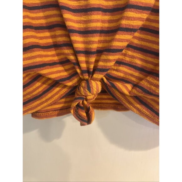 Madewell Shirt Womens M Orange Striped Audio-Knot Front Tank Top Sleeveless - Picture 4 of 9